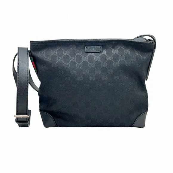GUCCI Authentic Black Leather Shoulder Bag - Picture 1 of 10